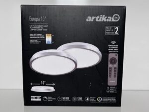 Europa 10" LED Flush Mount Ceiling Light, Selectable Color Temperature with Remote Control, 2-Pack Artika