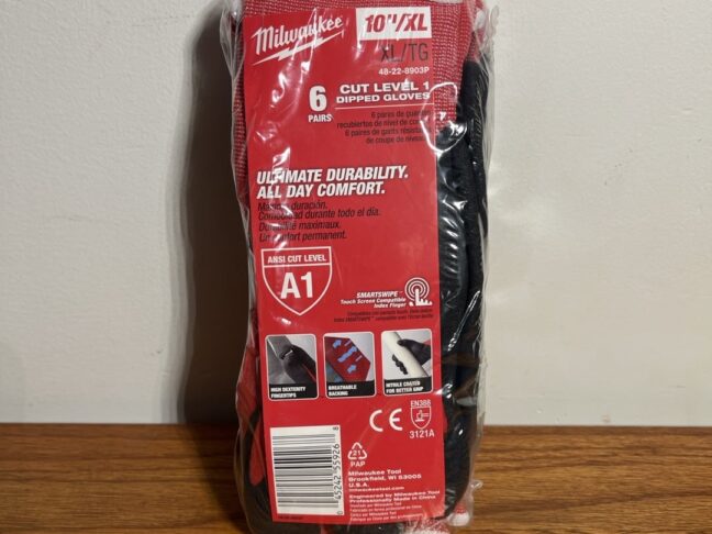Milwaukee Work Gloves 6-Pack – X-Large Cut Level 1 Grip Gloves with Nitrile Coating & Touchscreen Support