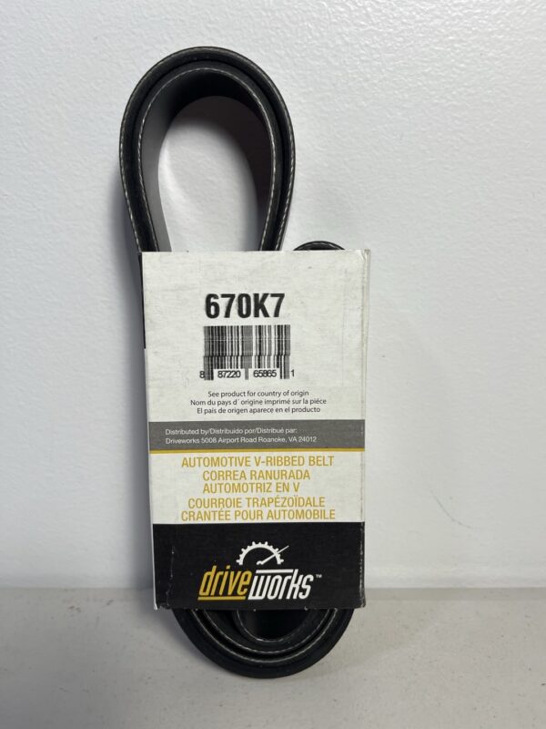 Driveworks 670K7 Serpentine Belt – 67.0" Length, 7-Rib