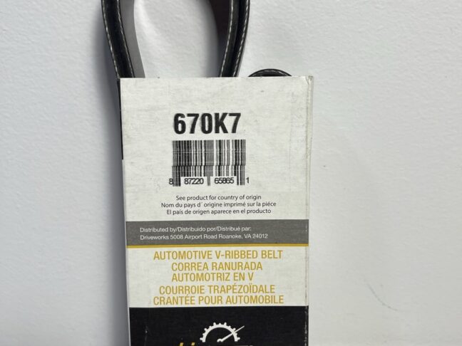 Driveworks 670K7 Serpentine Belt – 67.0" Length, 7-Rib