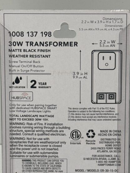 Hampton Bay 30W Transformer Matte Black - Image 6