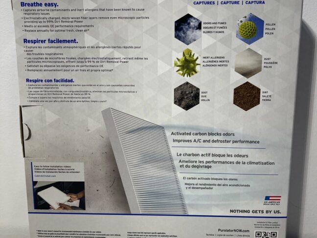 PurolatorONE C38175C Cabin Air Filter with Activated Carbon – Advanced Odor Elimination & Allergen Protection for Mazda CX-5, Mazda3, and Mazda6 (2013–2024) - Image 4