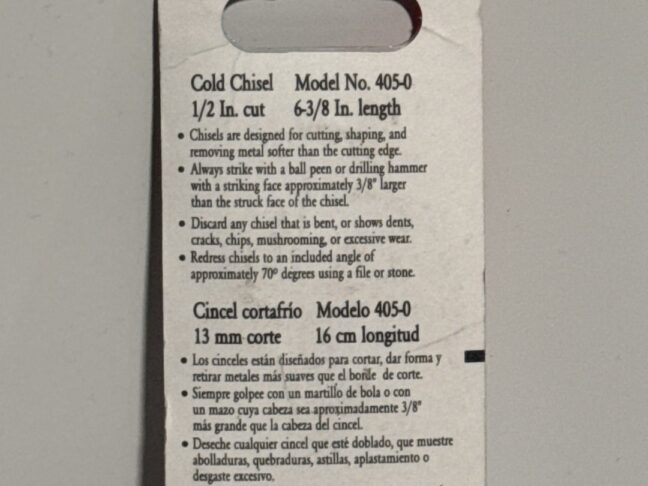 Dasco Pro Cold Chisel 1/2 Inch cut - Image 4