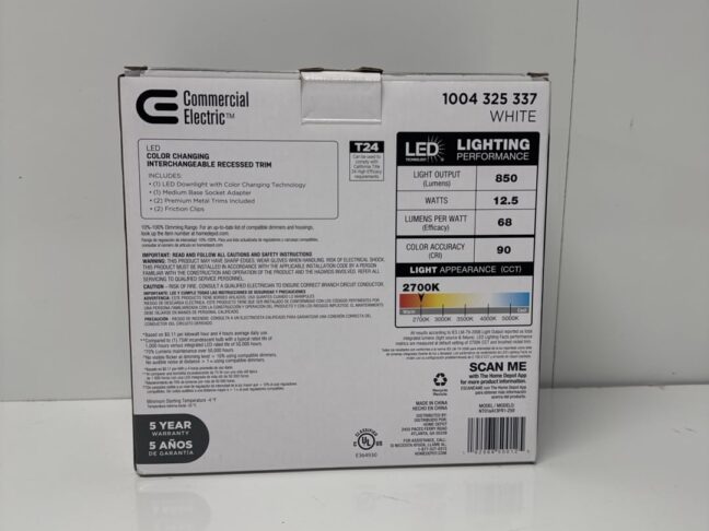 Commercial Electric 5 and 6 inch LED New Recessed Light Trim with Interchangeable Trims and CCT - Image 4