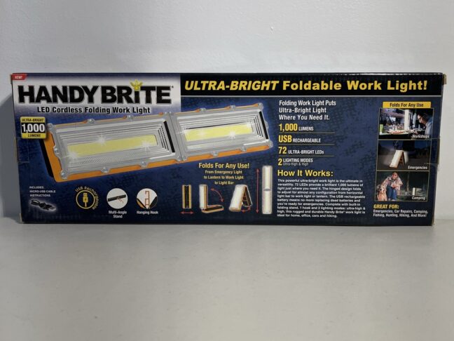 HANDY BRITE Ultra-Bright LED Foldable Cordless Work Light – 1000 Lumens with USB Rechargeable Battery and Multi-Angle Stand - Image 5