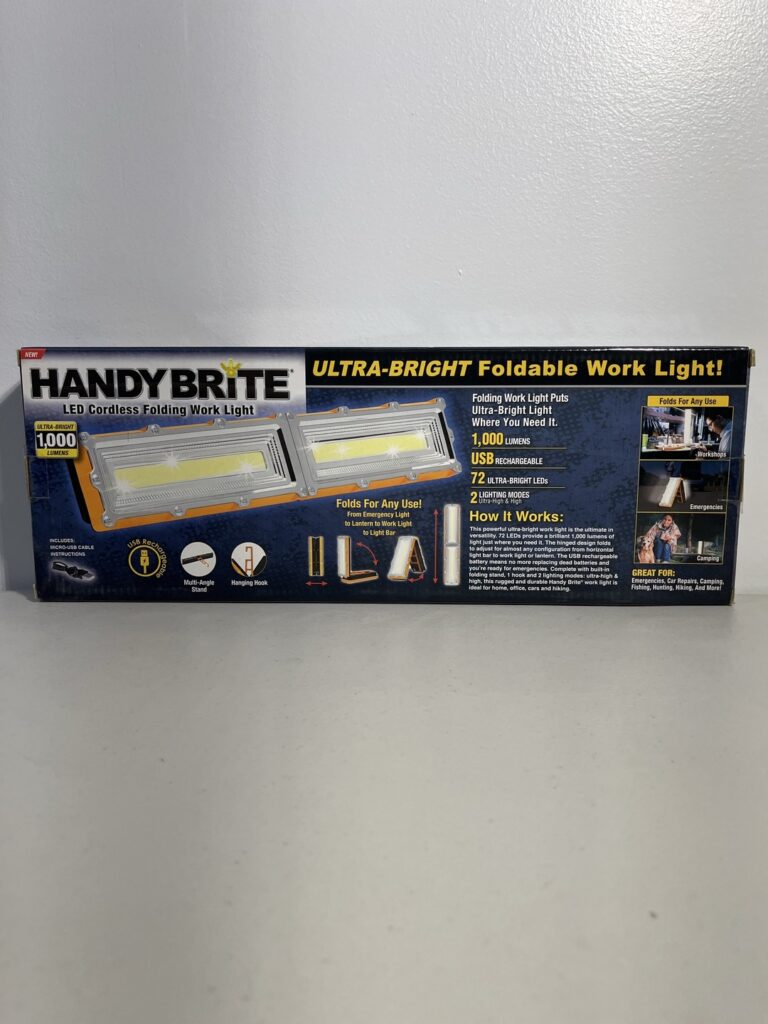 HANDY BRITE Ultra-Bright LED Foldable Cordless Work Light – 1000 Lumens with USB Rechargeable Battery and Multi-Angle Stand - Image 6
