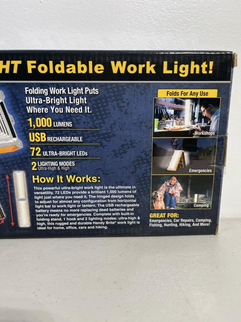 HANDY BRITE Ultra-Bright LED Foldable Cordless Work Light – 1000 Lumens with USB Rechargeable Battery and Multi-Angle Stand - Image 5