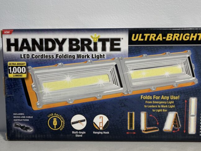HANDY BRITE Ultra-Bright LED Foldable Cordless Work Light – 1000 Lumens with USB Rechargeable Battery and Multi-Angle Stand - Image 3