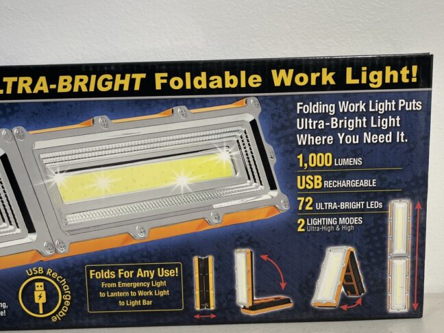 HANDY BRITE Ultra-Bright LED Foldable Cordless Work Light – 1000 Lumens with USB Rechargeable Battery and Multi-Angle Stand - Image 2