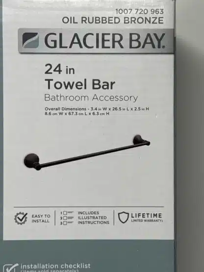 Glacier Bay Oil Rubed Bronze 24 Inch Towel Bar - Image 4