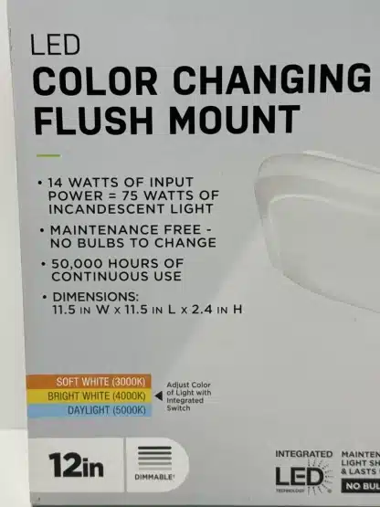 Commercial Electric Color Changing 12 Inch LED Flush Mount - Image 6