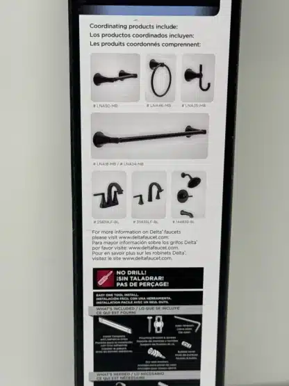 Delta Lorna Matte Black Towel Bar 18 Inch - Image 2