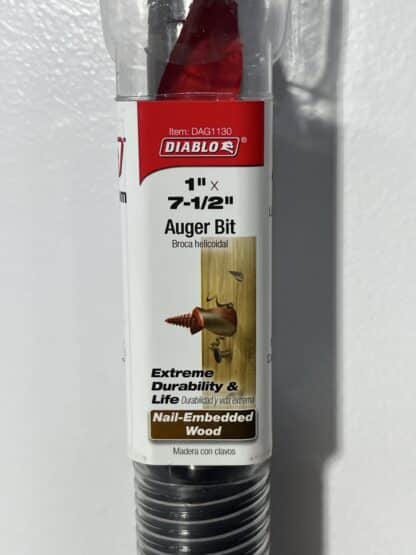 Diablo DAG1130 1" x 7-1/2" Auger Bit – Quick-Change Hex Shank for Wood & Nail-Embedded Applications - Image 3