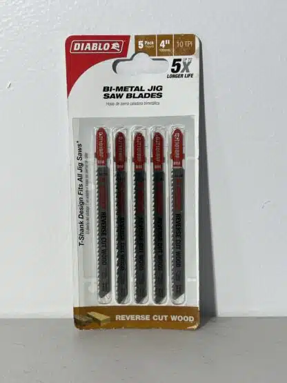 Diablo DJT101BRF5 4" 10 TPI Bi-Metal T-Shank Jigsaw Blades – Reverse Cut, 5-Pack