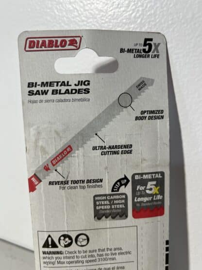 Diablo DJT101BRF5 4" 10 TPI Bi-Metal T-Shank Jigsaw Blades – Reverse Cut, 5-Pack - Image 4