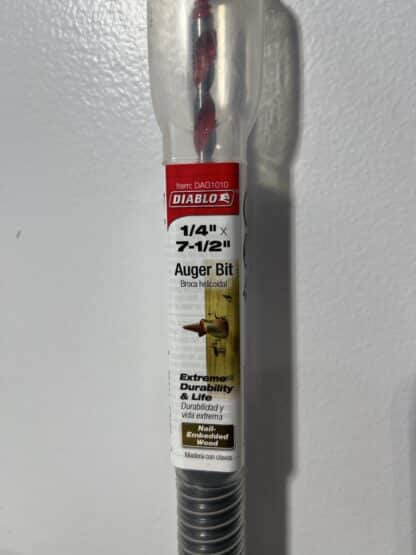 Diablo DAG1010 1/4" x 7-1/2" Auger Bit – Quick-Change Hex Shank for Wood & Nail-Embedded Applications