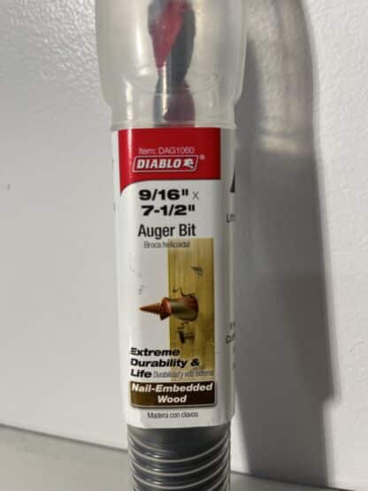 Diablo DAG1060 9/16" x 7-1/2" Auger Bit – Quick-Change Hex Shank for Wood & Nail-Embedded Applications - Image 2