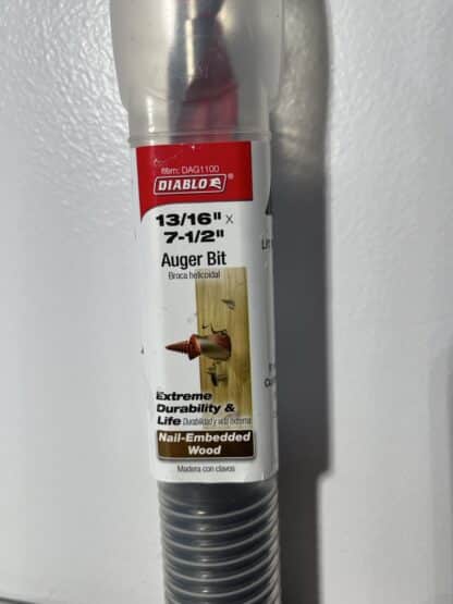 Diablo DAG1100 13/16" x 7-1/2" Auger Bit – Quick-Change Hex Shank for Wood & Nail-Embedded Applications - Image 3