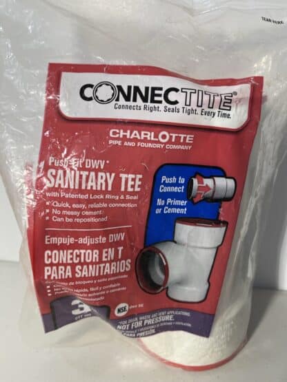 Charlotte Pipe 3" ConnecTite PVC DWV Sanitary Tee - Image 3