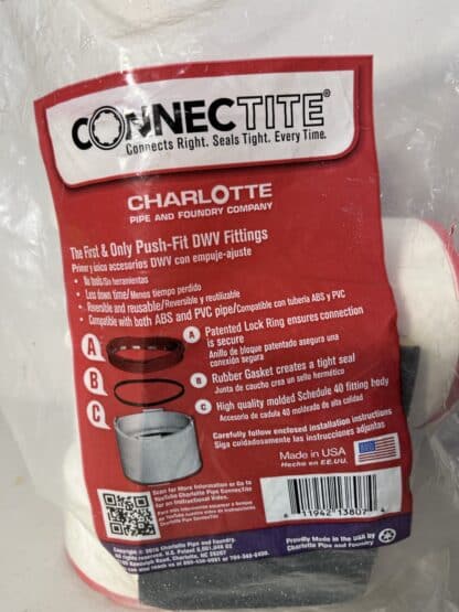 Charlotte Pipe 3" ConnecTite PVC DWV Sanitary Tee - Image 2