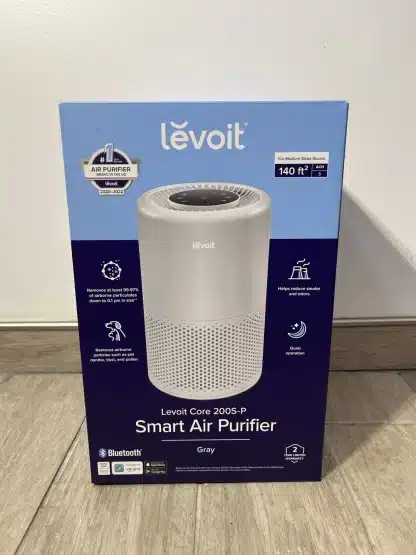 Levoit Core 200S-P Smart Air Purifier – 3-Speed, 915 Sq Ft Coverage, ENERGY STAR, Gray