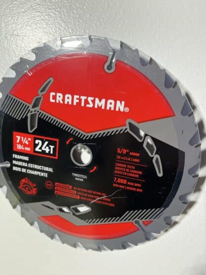 Craftmans CMAS372524 Circular Saw Blade 24T 7 1/4" - Image 3